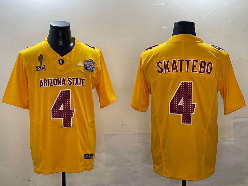 Men Arizona State Sun Devils #4 Skattebo Yellow Thanksgiving three generations 2024 Nike Limited NCAA Jersey style 2->ncaa teams->NCAA Jersey